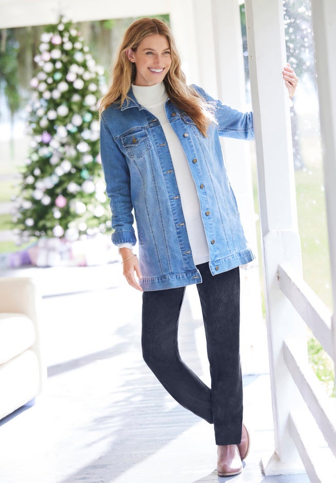 Long Stretch Denim Jean Jacket image number 9