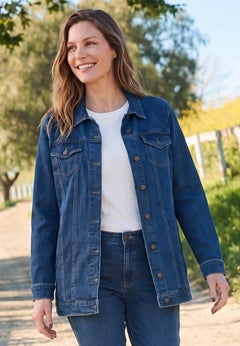 Long Stretch Denim Jean Jacket
