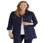 Long Stretch Denim Jean Jacket image number null