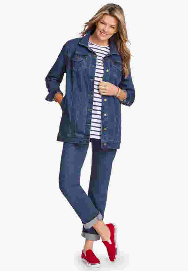 Long Stretch Denim Jean Jacket image number 4