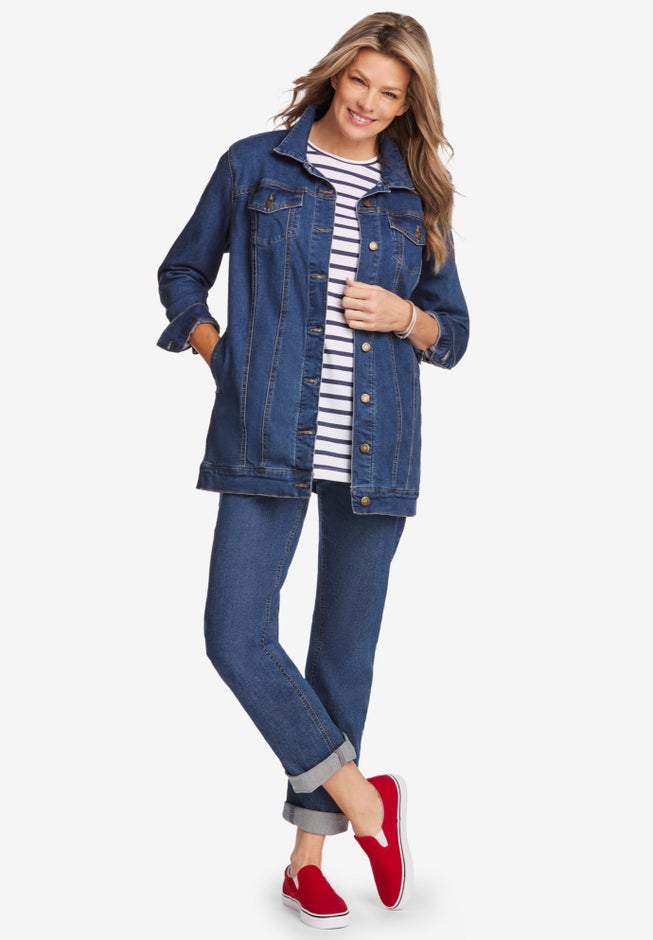 Long Stretch Denim Jean Jacket image number 4