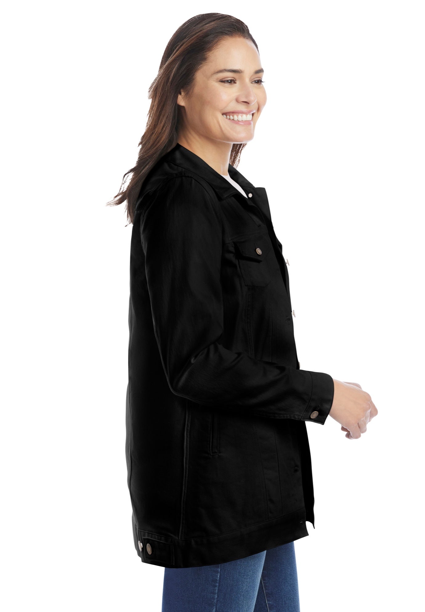 Long Stretch Denim Jean Jacket image number 2