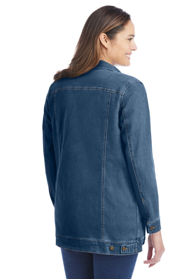 Long Stretch Denim Jean Jacket image number 1