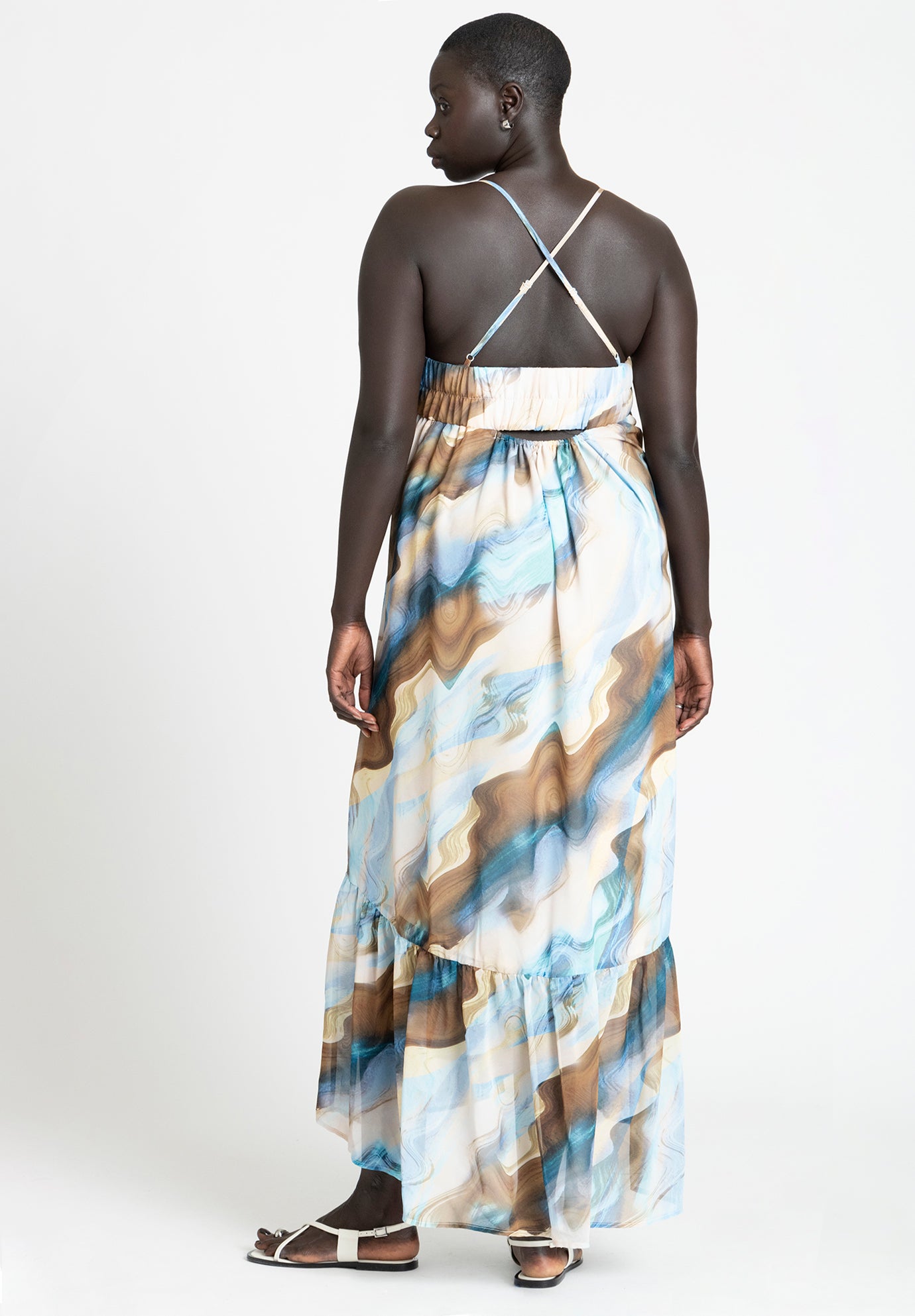 Printed Chiffon Flare Maxi Dress image number 2
