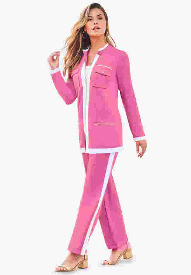 Side Stripe French Terry Pull On Pant Set image number 2