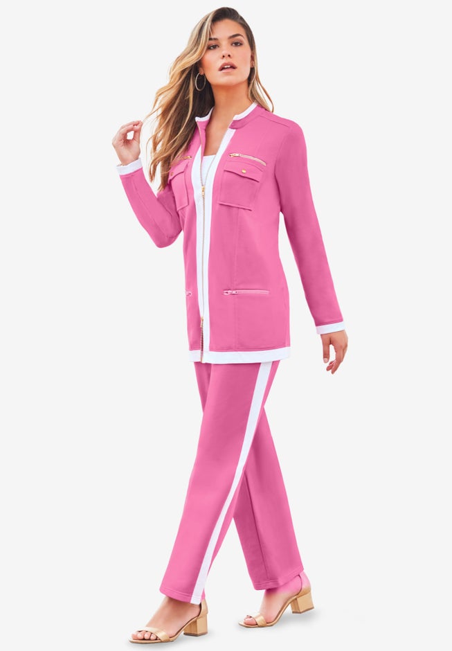 Side Stripe French Terry Pull On Pant Set image number 2