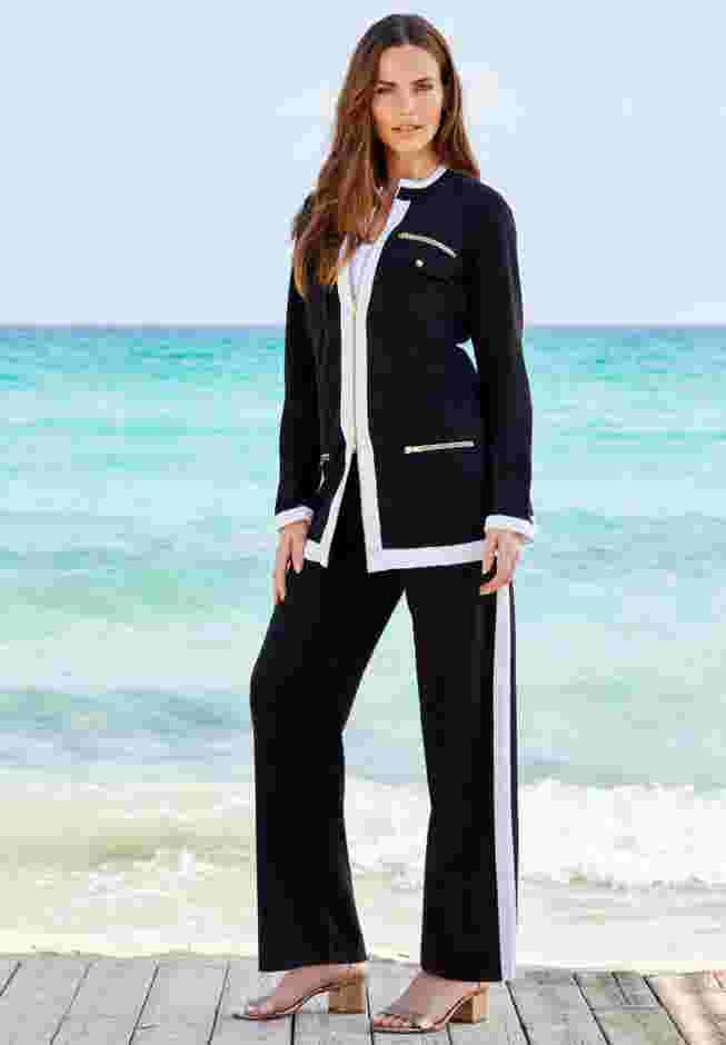 Side Stripe French Terry Pull On Pant Set image number 3