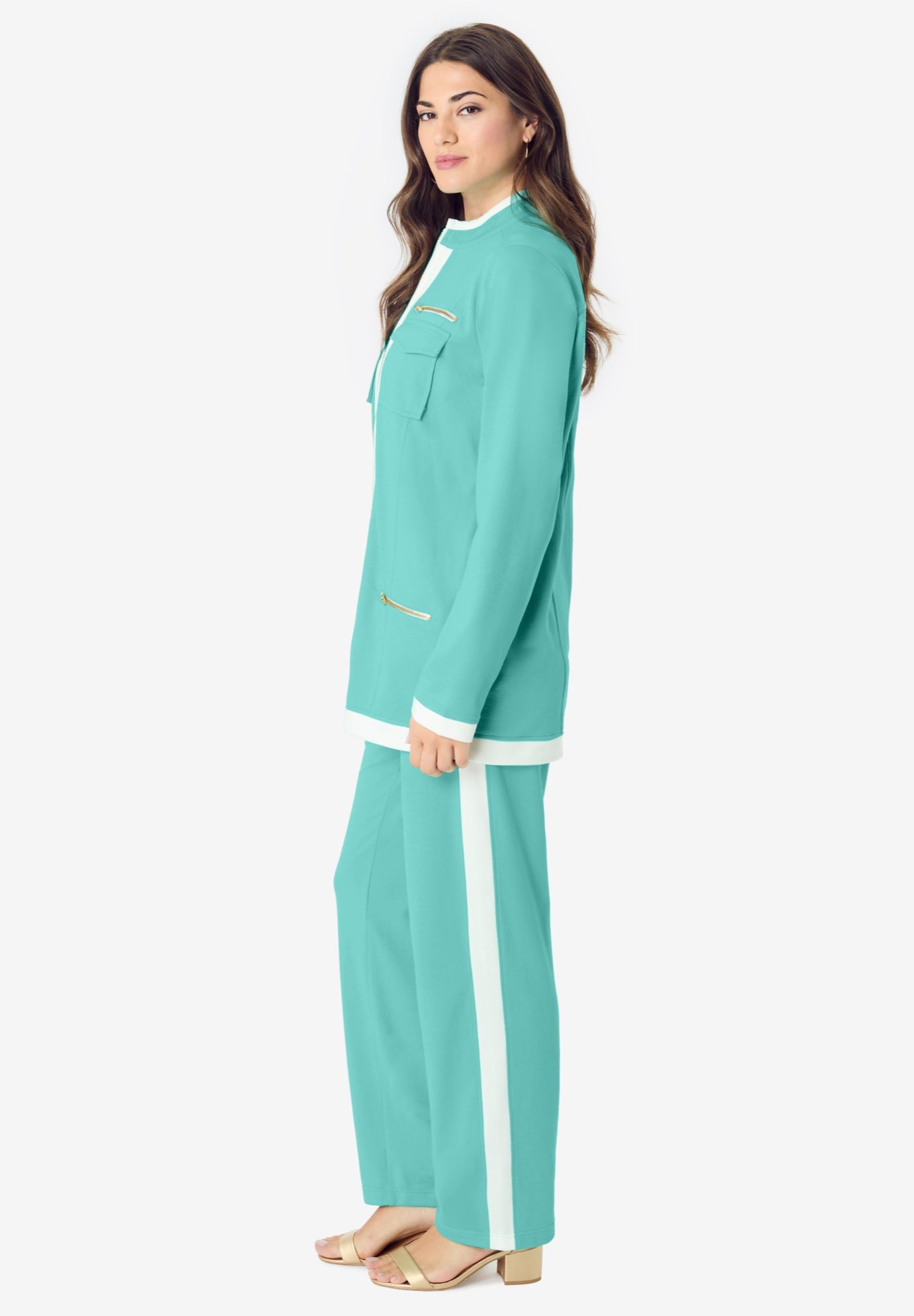 Side Stripe French Terry Pull On Pant Set image number 4