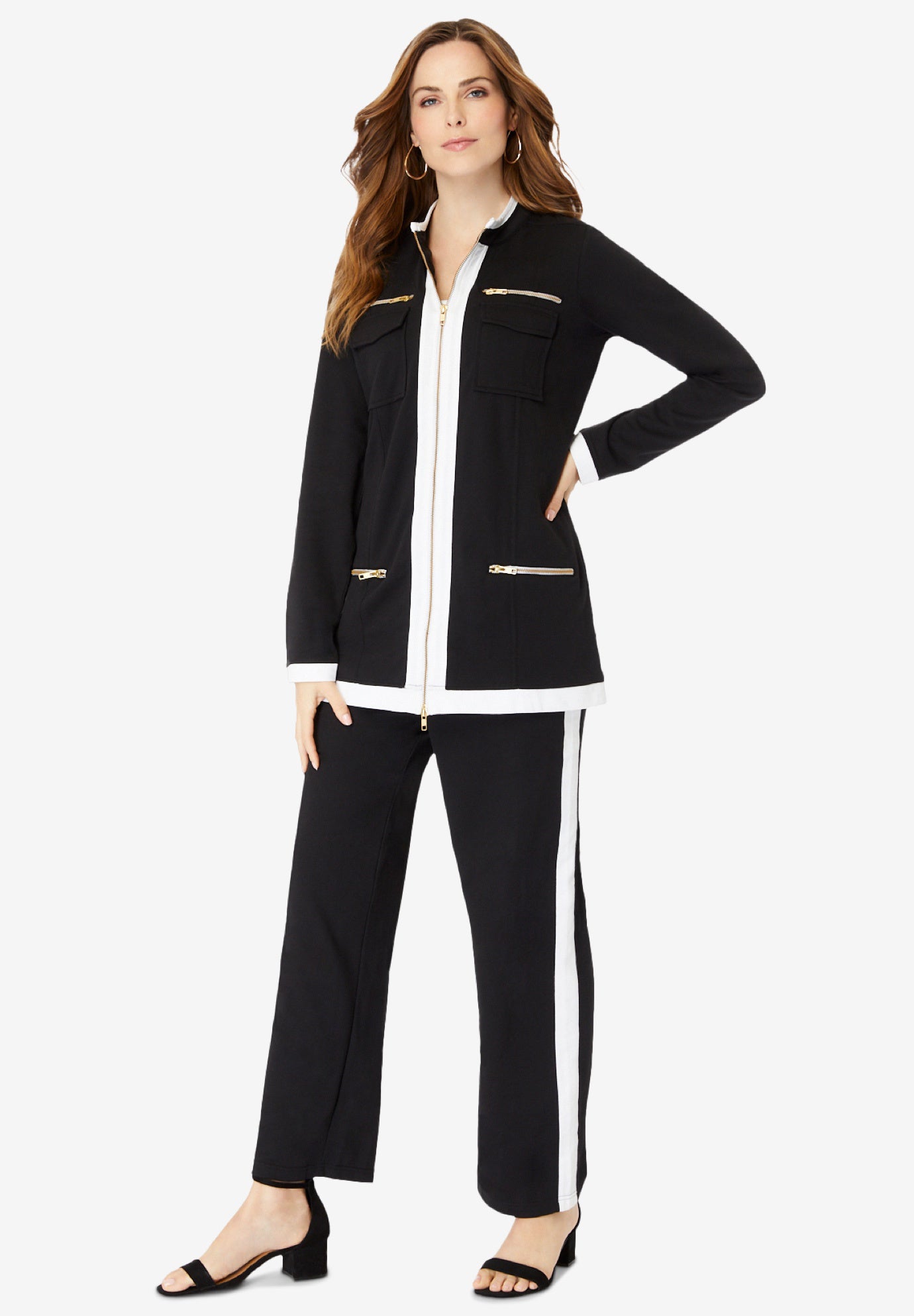 Side Stripe French Terry Pull On Pant Set image number 2