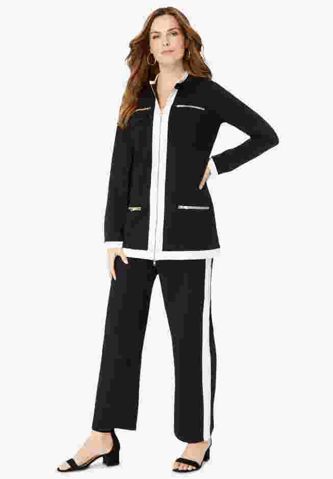 Side Stripe French Terry Pull On Pant Set image number 0