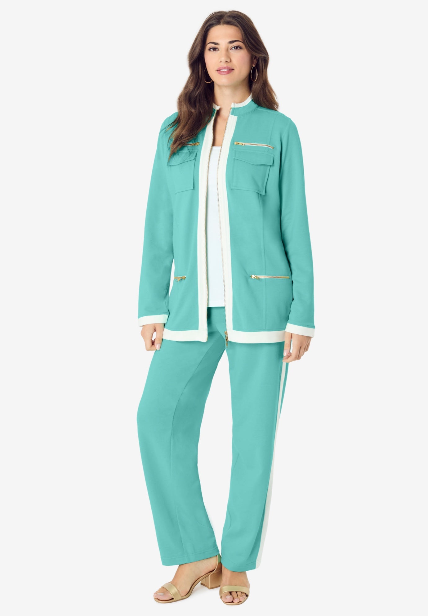 Side Stripe French Terry Pull On Pant Set image number 2