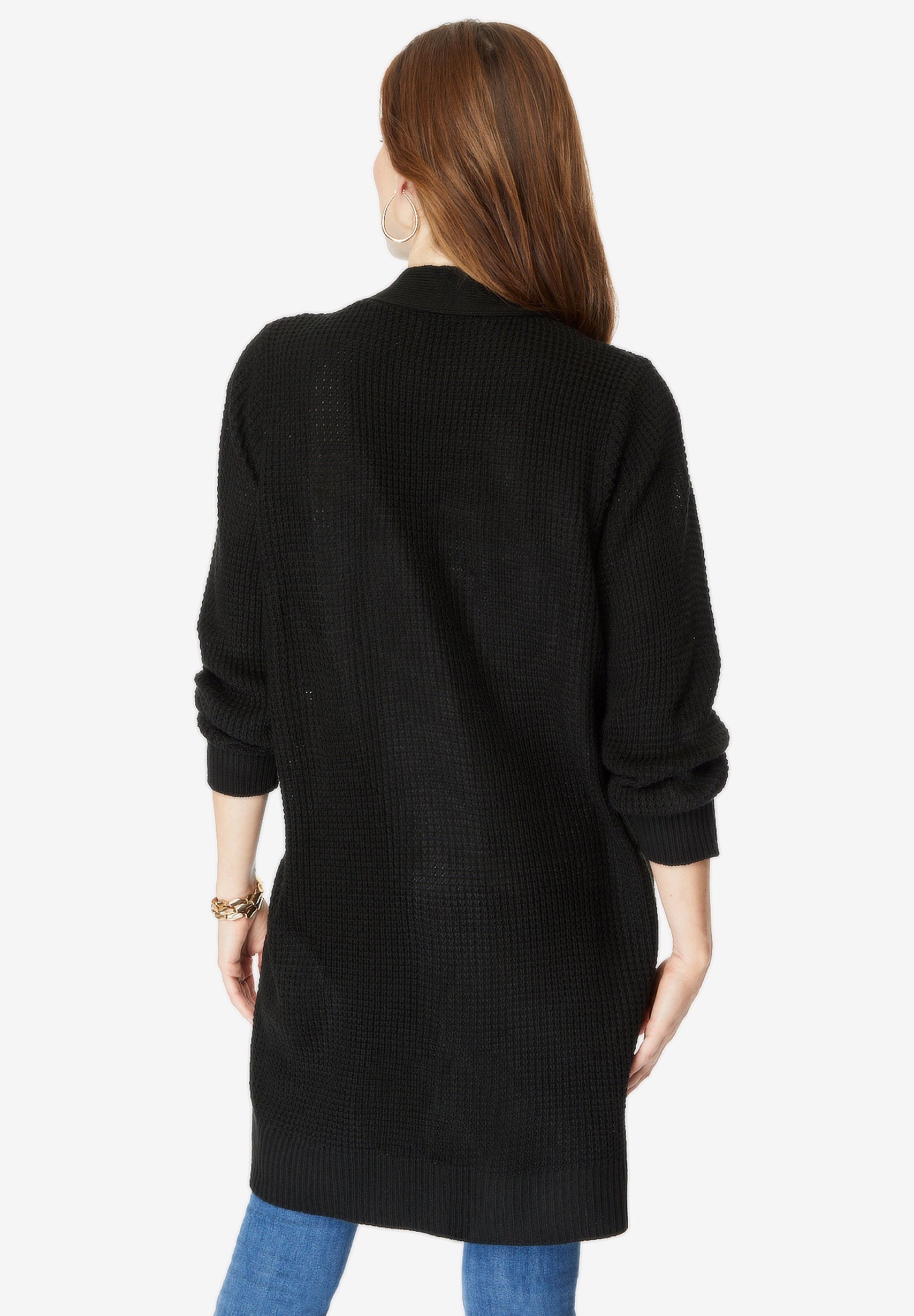 Open Front Waffle Knit Cardigan image number 1