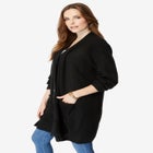 Open Front Waffle Knit Cardigan image number null