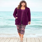 Open Front Waffle Knit Cardigan image number null