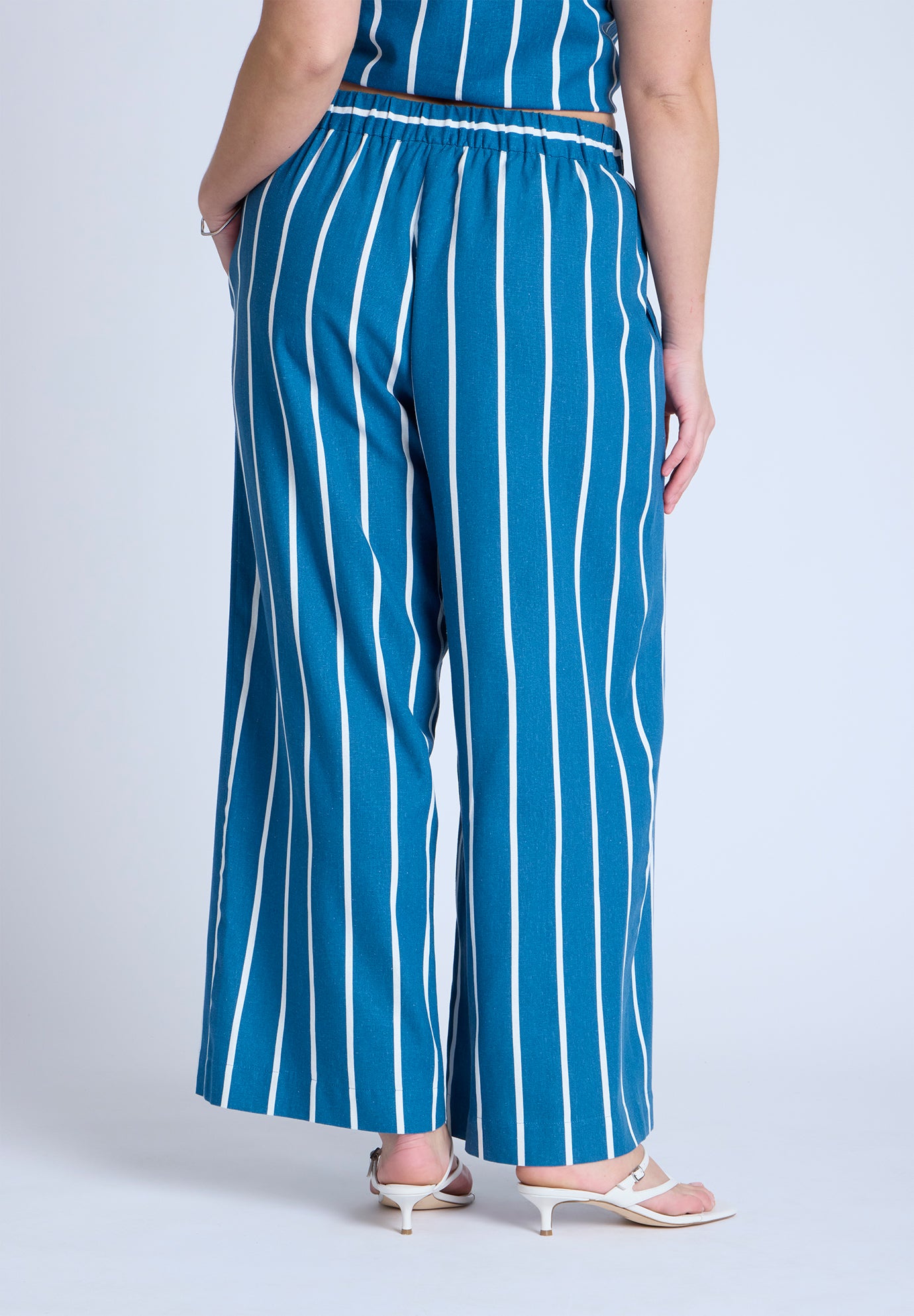 Wide Leg Striped Linen Blend Pant image number 2