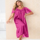 Long Silky Lace-Trim Gown image number null