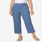 Pull-On Flex-Fit Elastic-Waist Stretch Denim Capri Jeans image number null