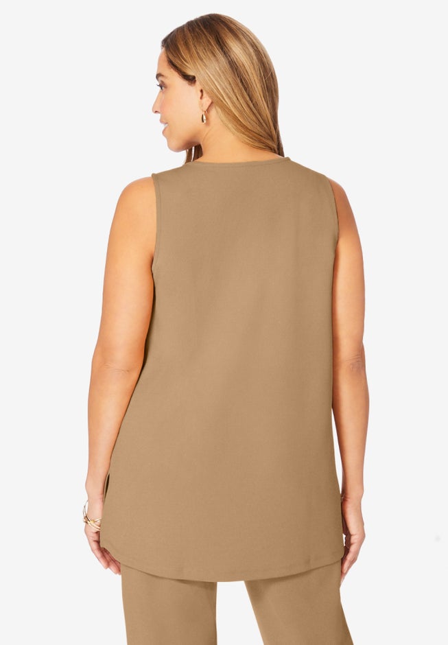 Stretch Knit Crepe Sleeveless Tunic image number 1