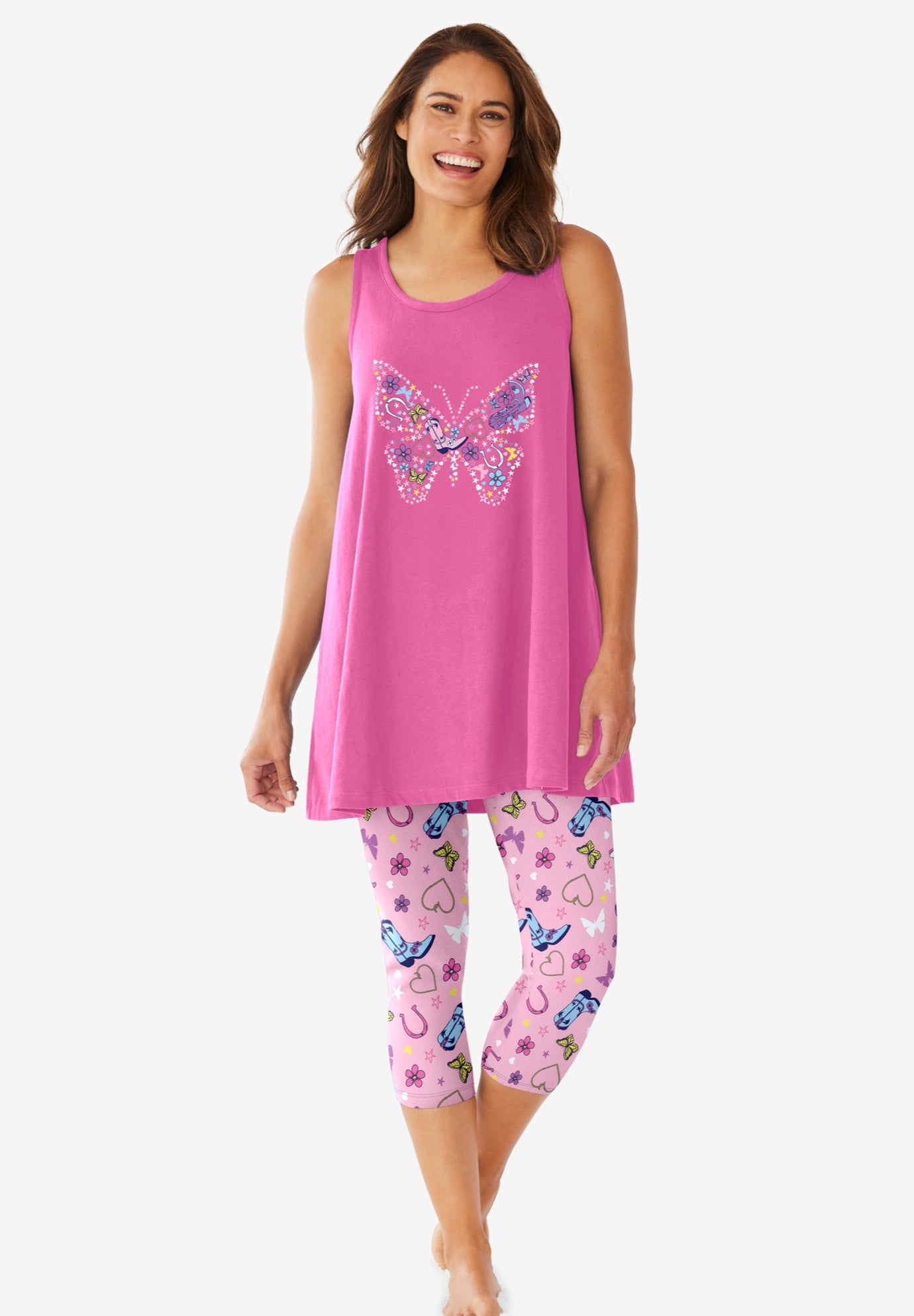 Scoopneck Tank & Capri Legging PJ Set  image number 0