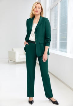Stretch Crepe Single-Breasted Pantsuit