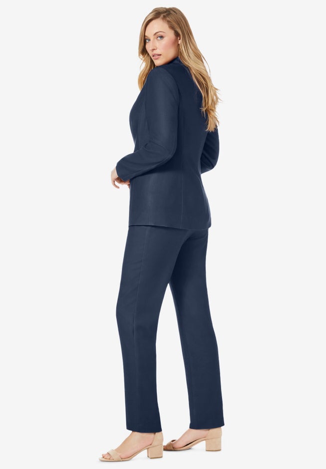 2-Piece Stretch Crepe Single-Breasted Pantsuit image number 2