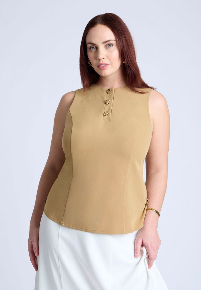 Button Detail Sleeveless Top image number 0