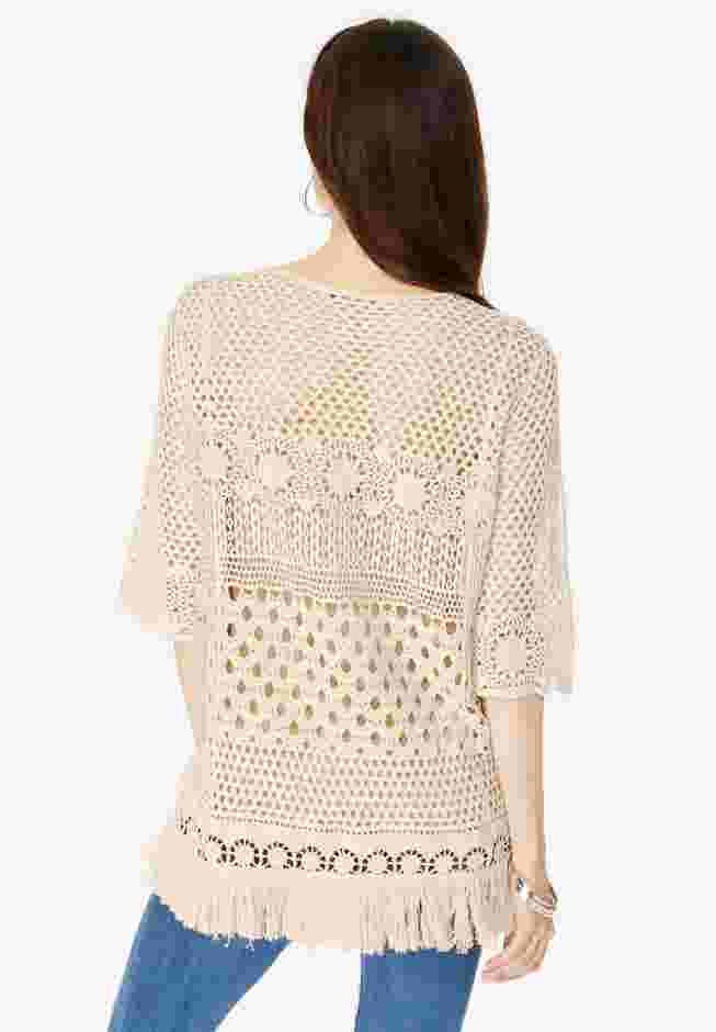 Fringed Crochet Sweater image number 1