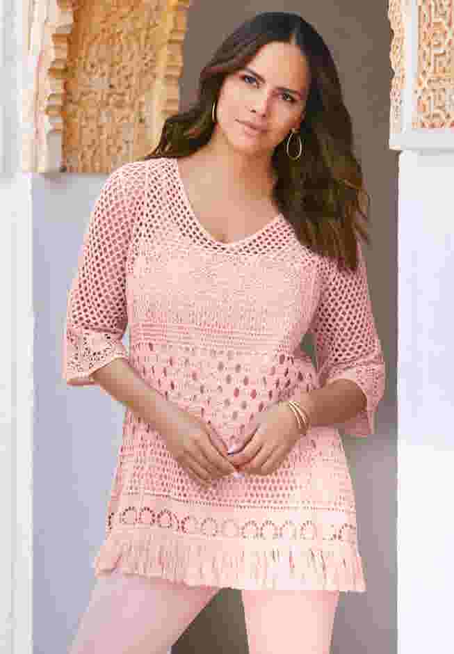 Fringed Crochet Sweater image number 4
