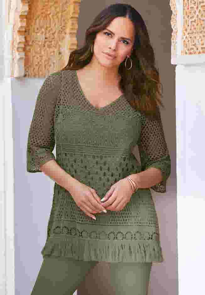 Fringed Crochet Sweater image number 0
