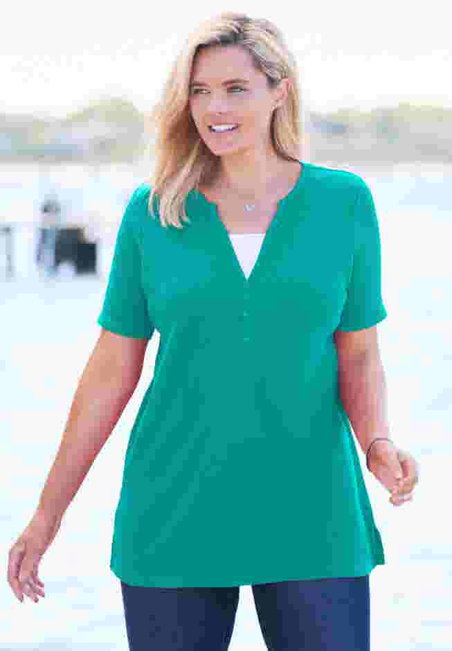 Split-Neck Henley Thermal Tee image number 6