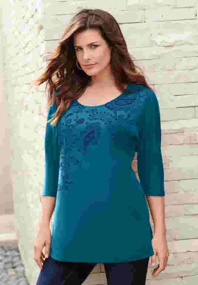 Three Quarter Sleeve Embellished Tunic image number 0