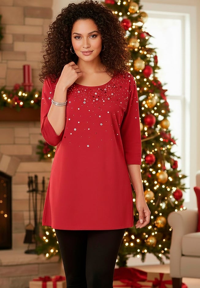 Three Quarter Sleeve Embellished Tunic image number 0