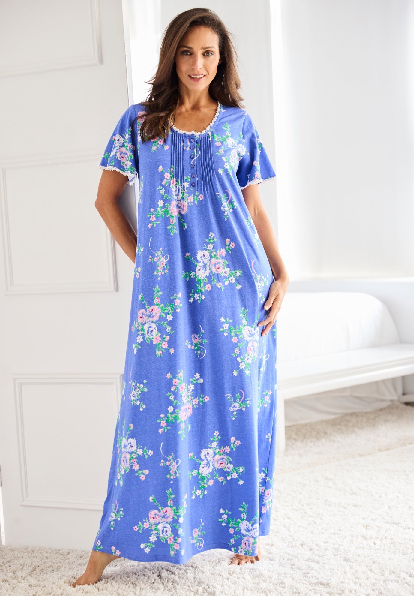 Long Pintuck Knit Gown image number 5