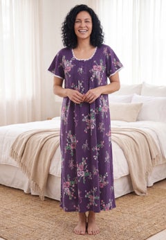 Long Pintuck Knit Gown