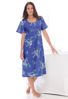 Short Pintuck Knit Gown