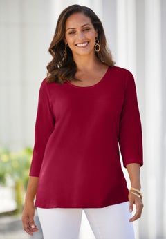 Stretch Cotton Scoop Neck Tee