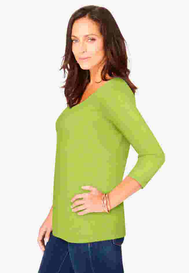 Stretch Cotton Scoop Neck Tee image number 2