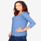 Stretch Cotton Scoop Neck Tee image number 2