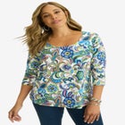 Stretch Cotton Scoop Neck Tee image number null