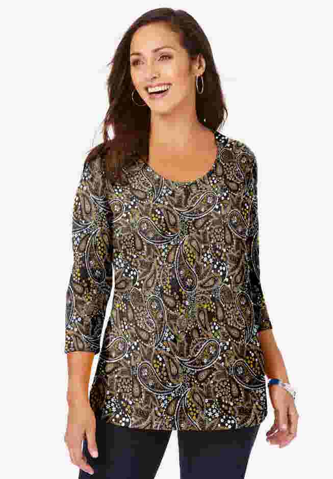 Stretch Cotton Scoop Neck Tee image number 0