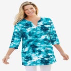 Three-Quarter Sleeve Notch-Neck Tunic image number null