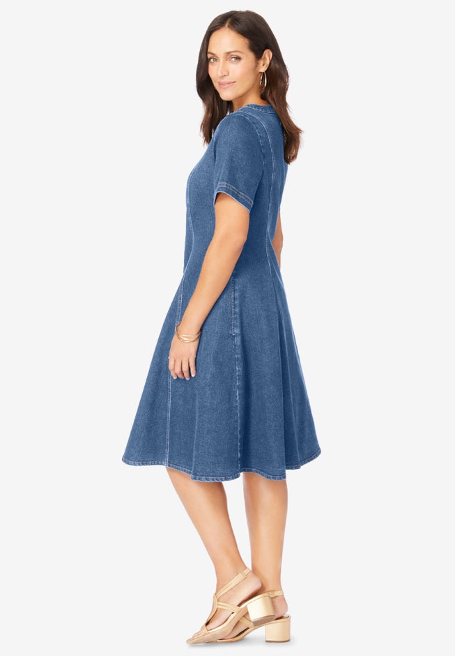 Button Front Denim Dress image number 4