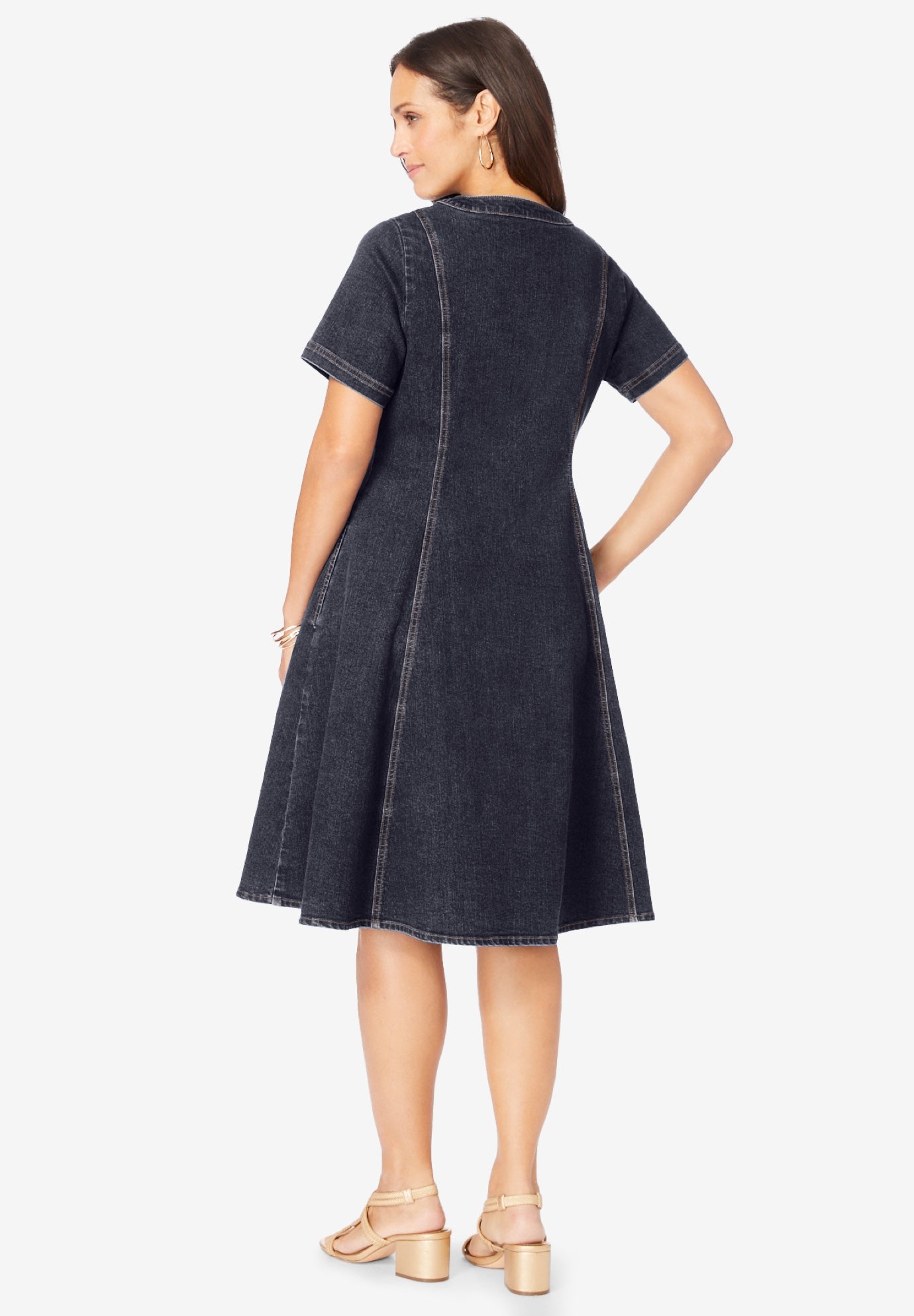 Button Front Denim Dress image number 1