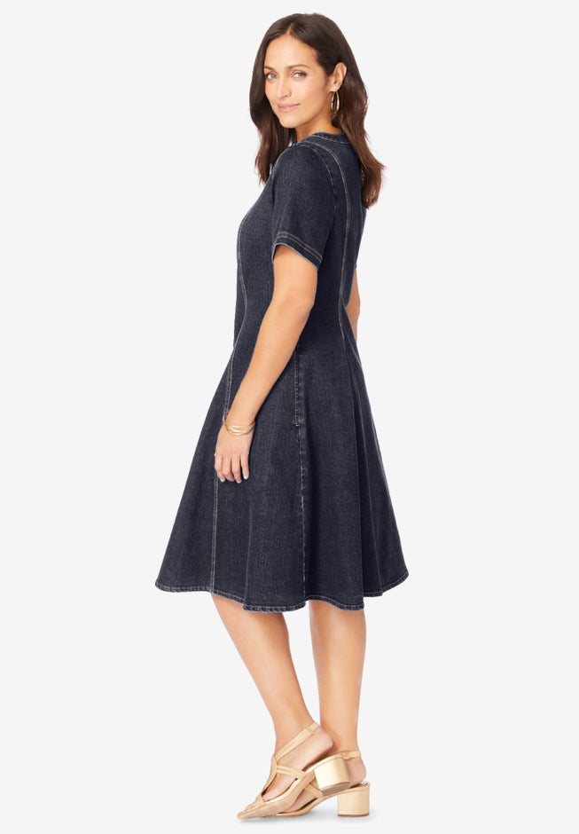 Button Front Denim Dress image number 2