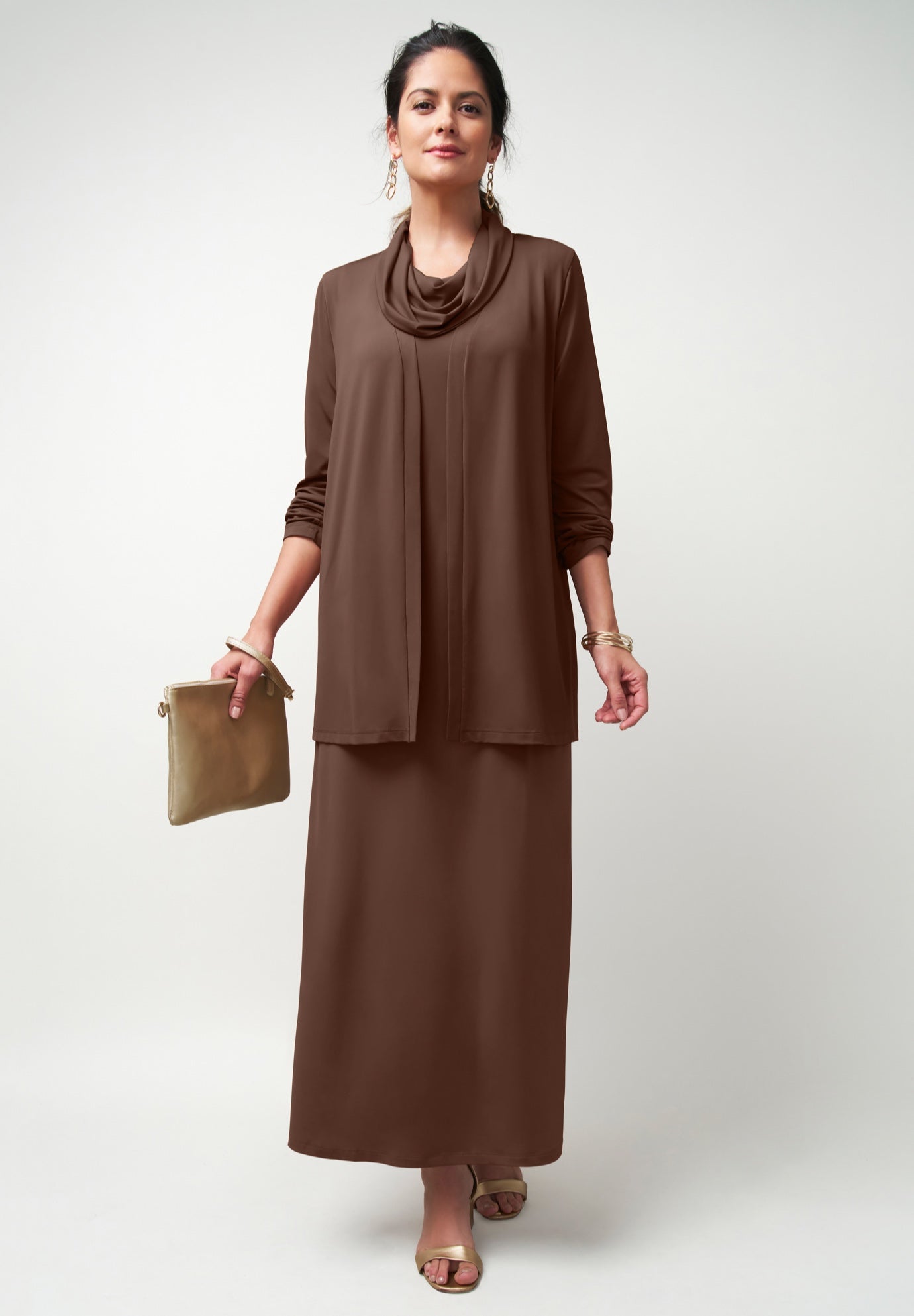 2-Piece Cowlneck Jacket Dress image number 0