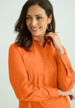 Stretch Cotton Poplin Button Down Shirt