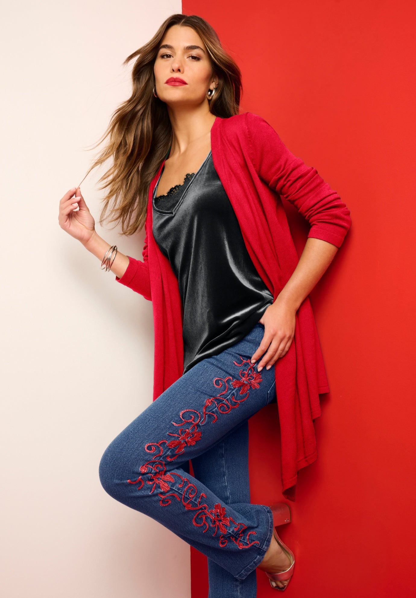 Plus Size Lightweight Handkerchief Hem Cardigan Sweater image number 0