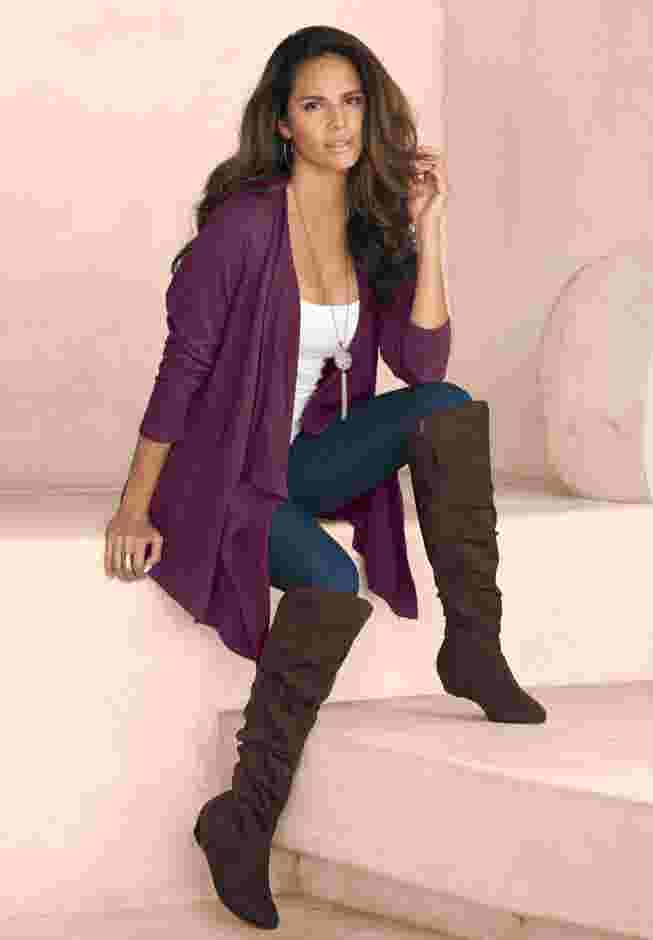 Plus Size Lightweight Handkerchief Hem Cardigan Sweater image number 0