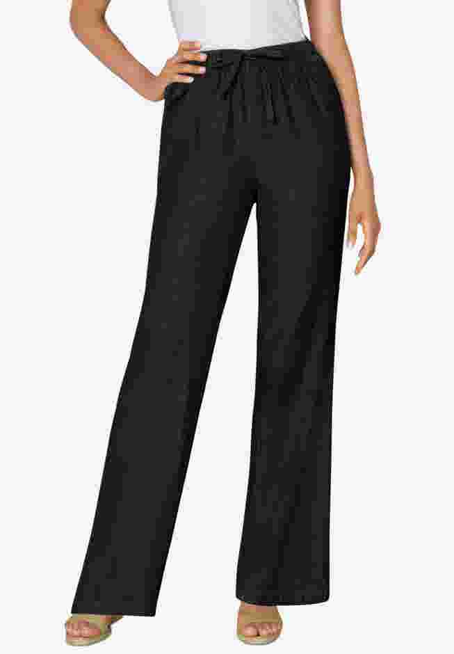 Drawstring Wide-Leg Denim Pant image number 0