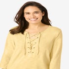 Lace-Up Three-Quarter Sleeve Tee image number null